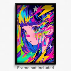 Anime Art Poster - Girl Feeling Resentment Wearing Glossy White Outline (Print)