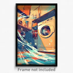 Art Poster - Thunderous Washing Machine (Psychedelic Trippy Weird Cartoon Print)