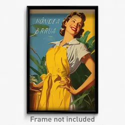 Brazilian Movie Poster - Woman Feeling Jubilation, Amazing Yellow Apron (Print)