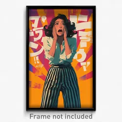 Thai Movie Poster - Woman Feeling Dumbstruck, Vivid Striped Pants (Art Print)