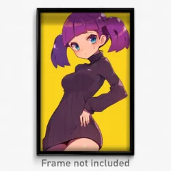 Anime Art Poster - Girl Feeling Glumness Wearing Taut Ribbed Dress (Print)