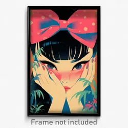Movie Art Poster - Girl Feeling Sadness Wearing Handmade Bow (Retro Film Print)