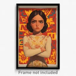 Mexican Movie Poster - Girl Feeling Attentiveness, Glum Pinching Sleeves (Print)