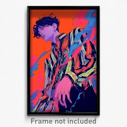 Anime Art Poster - Man Feeling Hopeless Wearing Zesty Striped Shirt (Print)