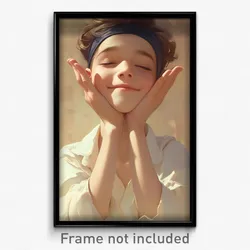 Art Poster - Boy Feeling Pleased Wearing Accomplished Headband (Print)