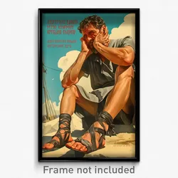 Greek Movie Poster - Man Feeling Mystified, Gray Toeless Footwear (Art Print)
