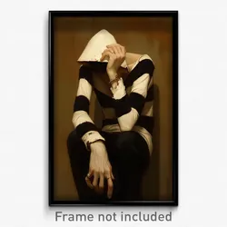 Art Poster - Woman Feeling Confusion, Thoughtful Prison Clothes (Art Print)