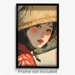Japanese Movie Poster - Girl Feeling Contempt, Amazing Straw Hat (Art Print)