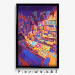 Art Poster - Simple Record Store (Psychedelic Trippy Weird 11x17 Print)
