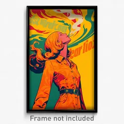 German Movie Poster - Woman Feeling Pleased, Crazy Orange Jumpsuit (Art Print)
