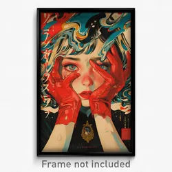 Spanish Movie Poster - Girl Feeling Driven, Fluid Red Gloves (Spain Art Print)