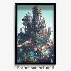 Art Poster - Monstrous Chateau (Psychedelic Trippy Weird 11x17 Cartoon Print)