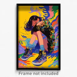 Art Poster - Girl Feeling Grumpiness Wearing Immaculate Ankle Lace Up (Print)
