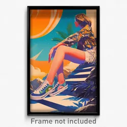 Movie Art Poster - Woman Feeling Isolated, Stylish Short Shorts (Film Print)