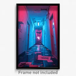Russian Movie Poster - Wire Frame Glitchy Hallway (Russia Retro Film Art Print)