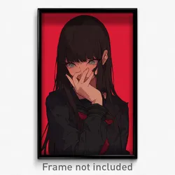 Art Poster - Girl Feeling Loathing Wearing Whispering Collared Jacket