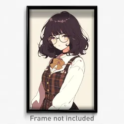Anime Art Poster - Girl Feeling Disbelief Wearing Quirky Plaid Neckwear (Print)