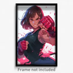 Anime Art Poster - Girl Feeling Aggressive Wearing Nifty Red Gloves (Print)