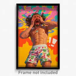 Mexican Movie Poster - Man Feeling Shocked, Bulky Print Shorts (Art Print)