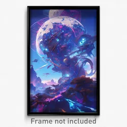 Art Poster - Long Moon Battle (Psychedelic Trippy Weird 11x17 Cartoon Print)