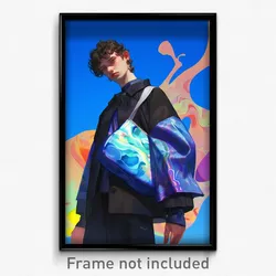 Art Poster - Man Feeling Obstinate Wearing Klutzy Blue Bag (Art Print)