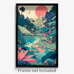 Movie Art Poster - Graceful Lagoon (Psychedelic Trippy Retro Cartoon Film Print)