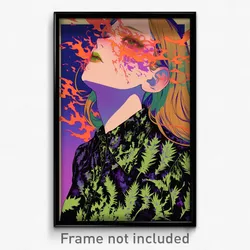 Greek Movie Poster - Girl Feeling Bliss, Green Frilled Shirt Collar (Art Print)