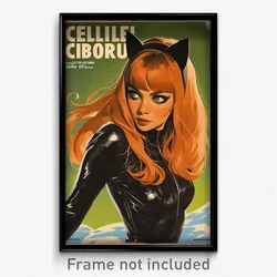 Icelandic Movie Poster - Girl Feeling Astonished, Realistic Catsuit (Art Print)