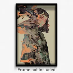 Anime Art Poster - Girl Feeling Jealousy Wearing Creative Grey Capelet (Print)