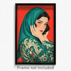 Indonesian Movie Poster - Woman Feeling Disheartened, Extra Large Green Capelet