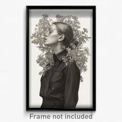 Art Poster - Woman Feeling Expectancy Wearing Harmonious Shirt