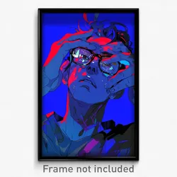 Anime Art Poster - Man Feeling Undermined, French Blue Tinted Eyewear (Print)
