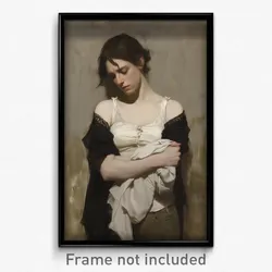 Art Poster - Woman Feeling Powerless Wearing Bumpy White Vest (Print)