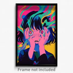 Anime Art Poster - Woman Feeling Aggressive, Academic Hair Bobbles (Print)