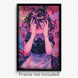 Anime Art Poster - Girl Feeling Epiphany Wearing Idealistic Pink Apron (Print)
