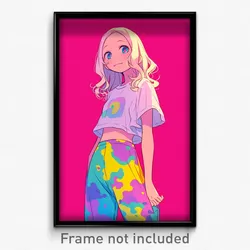 Anime Art Poster - Girl Feeling Doubt Wearing Outlandish Yoga Pants (Print)