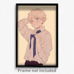 Anime Art Poster - Boy Feeling Adoration Wearing Studious Front Tie Top (Print)