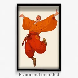 Art Poster - Man Feeling Jubilation Wearing Baggy Orange Kimono (Print)