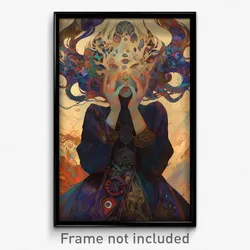 Art Poster - Woman Feeling Happiness Wearing Livid Band Uniform (Art Print)