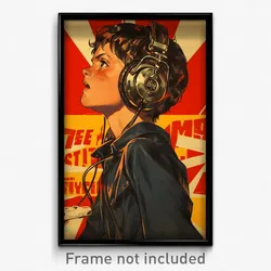 German Movie Poster - Boy Feeling Hatred, Studious Headphones (Art Print)