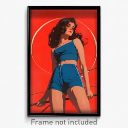Greek Movie Poster - Woman Feeling Rattled, Perfect Blue Shorts (Art Print)