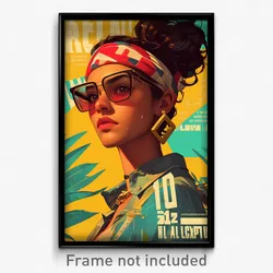 Mexican Movie Poster - Girl Feeling Calmness, Athletic Eyewear On Headwear