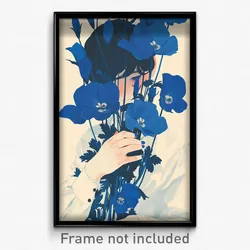 Icelandic Movie Poster - Boy Feeling Claustrophobic, Gloomy Blue Flower (Print)