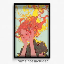 Art Poster - Woman Feeling Careless, Rectangular Strawberry Hair Ornament