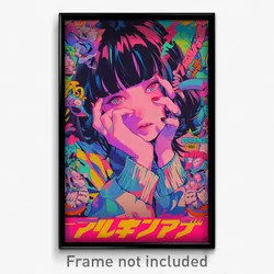 Thai Movie Poster - Girl Feeling Overwhelmed, Modern Pink (Thailand Art Print)
