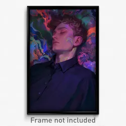 Art Poster - Man Feeling Tenderness Wearing Klutzy Purple Shirt (Art Print)