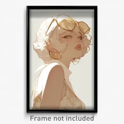 Art Poster - Girl Feeling Submissive Wearing Complex Eyewear On Headwear