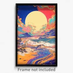 Art Poster - Bright Gulf (Psychedelic Trippy Weird 11x17 Cartoon Print)