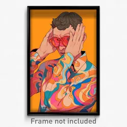 Anime Art Poster - Man Feeling Pessimism Wearing Bubbly Orange Sleeves (Print)
