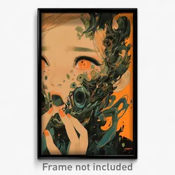 Movie Art Poster - Girl Feeling Adoration, Bronze Green (Retro Film Print)